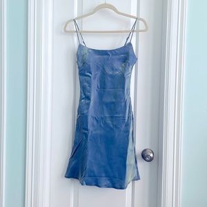 Metallic blue mini dress